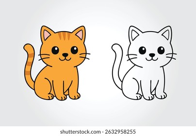 Kids book Cat tracing illustration template