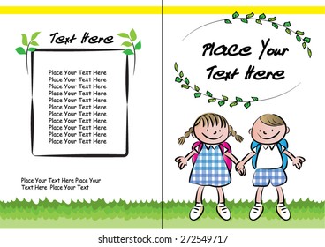 kids book cover design with boy and girl