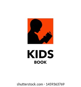 Kids Book Logo Children Reading a Book