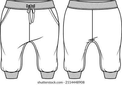 KIDS BOTTOM WEAR JOGGERS AND TROUSERS VECTOR FRONT AND BACK SKETCH