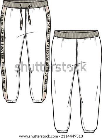 KIDS BOTTOM WEAR PLUSH JOGGERS FRONT AND BACK FLAT VECTOR Stock fotó © 