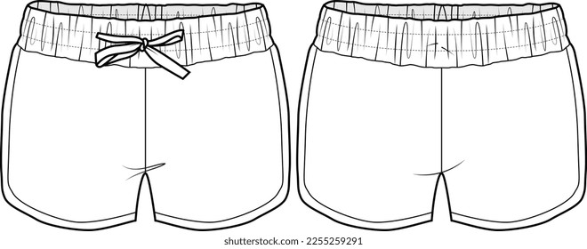 KIDS BOTTOM WEAR SHORTS FRONT AND BACK FASHION FLAT DESIGN VECTOR