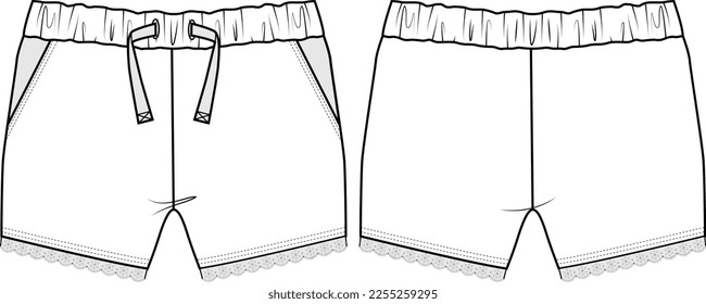 KIDS BOTTOM WEAR SHORTS FRONT AND BACK FASHION FLAT DESIGN VECTOR