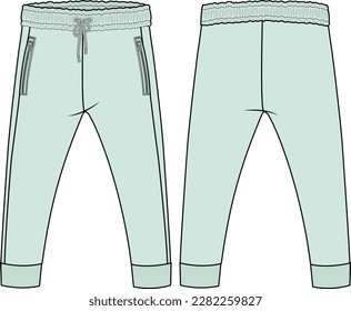 KIDS BOTTOM WEAR TROUSER FRONT AND BACK VECTOR