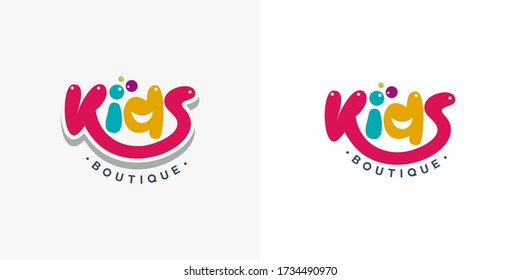 Kids Boutique Typography Logo Design Template