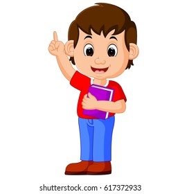 kids boy carrying book cartoon