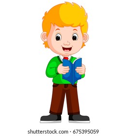 kids boy carrying book cartoon