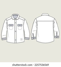 kids boy fashion woven shirt design flat sketch illustration