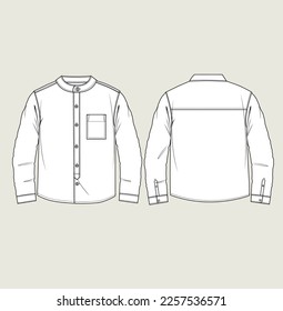 kids boy fashion woven shirt design flat sketch illustration