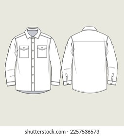 kids boy fashion woven shirt design flat sketch illustration