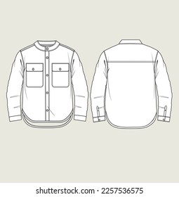 kids boy fashion woven shirt design flat sketch illustration