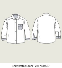 kids boy fashion woven shirt design flat sketch illustration