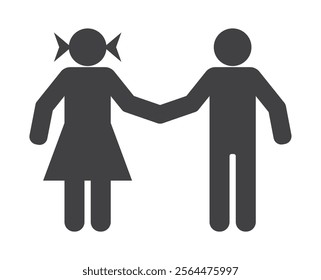 kids boy and girl hold hand together people icon