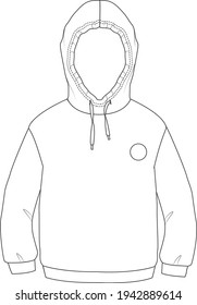 kids boy, girl long sleeve Hoody flat sketch illustration hoody mockup