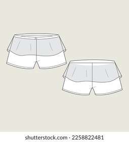 kids boy girl shorts flat sketch illustration