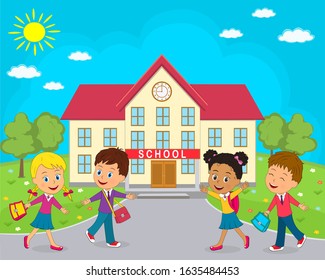 Kids Boy Girls Goi School Bag Stock Vector (Royalty Free) 1635484453 ...