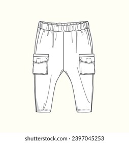 Kids boy jogger pajamas flat sketch illustration