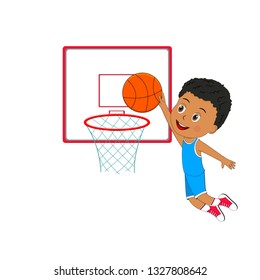 kids, boy playing basketball on the white background,illustration, vector