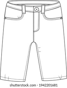 kids boy straight fit jeans flat sketch illustration mock up kids denim, flat sketch illustration