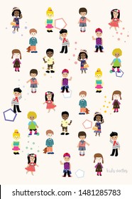 kids. boys and girl cute vector with various gesture and outfit.