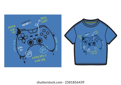 Kids, boys, toddler, t-shirt, t shirt, tee, fashion, game, play, joystick, placement graphic, children, print, vector, artwork