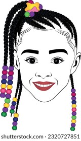 Kids braids hair beautiful illustration