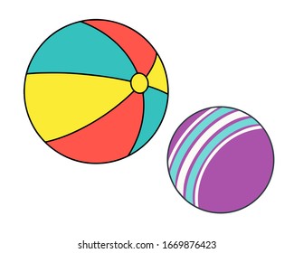 Kids bright striped balls on a white background. vector