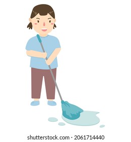 Kids Broom Hygiene Tools Illustration