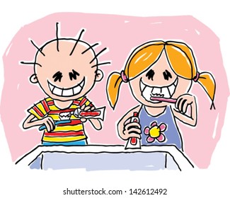 Kids Brushing Teeth