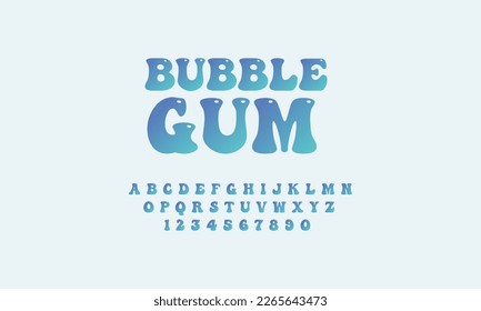 Kids Bubble Gum logo Fonts, Creative Typography Fonts for Children's Books, Educational Materials, and Fun Projects" Colorful kids alphabet design template. Cartoonish Bubbly Fonts for Kids Material.