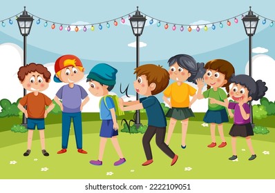 Kids bullying their friend at school illustration