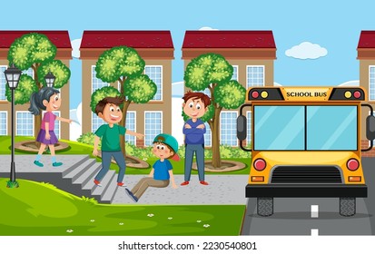 Kids bullying their friend at school illustration
