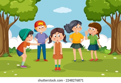 Kids bullying their friend at school illustration