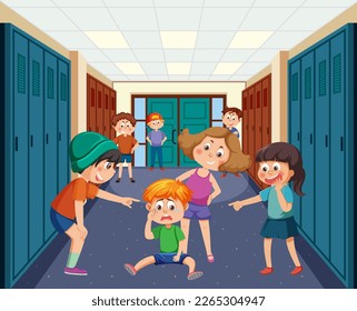 Kids bullying their friend at school illustration