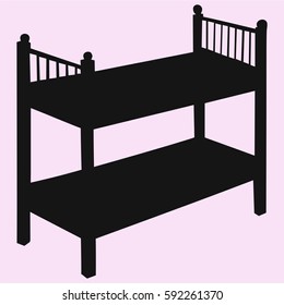 Kids bunk bed vector silhouette isolated