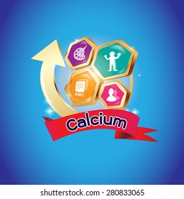 Kids Calcium Omega Vector Vitamin Logo