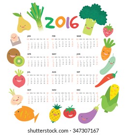 Kids calendar with vegetable 
 