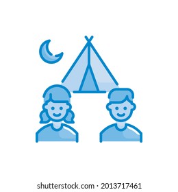 Kids Camp vector blue colours icon style illustration. EPS 10 file 