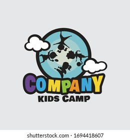 kids camp vector graphic with funny cartoon. Best for kids camp logo, flyer, etc.