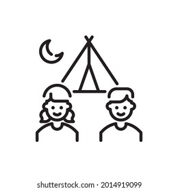 Kids Camp vector outline icons style illustration. EPS 10 file