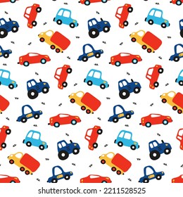 Kids Car Pattern Transport Wallpaper Background Stock Vector (Royalty ...