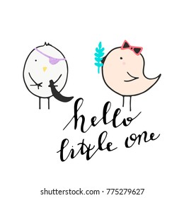 Kids card design. Nursery cute poster with animal. Hand drawn vector illustration with lettering.