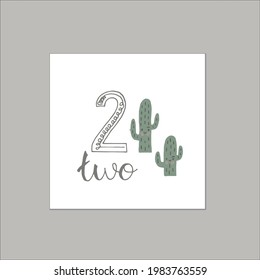 kids card two number lettering vector develop