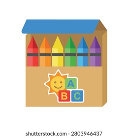 Kids Cardboard Crayon Box Vector Illustration for Drawing