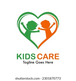 Kids care design logo template illustartion