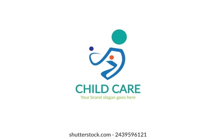 Kids care, family, charity vector logo emblem design template.