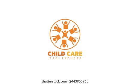 Kids care, family, charity vector logo emblem design template.