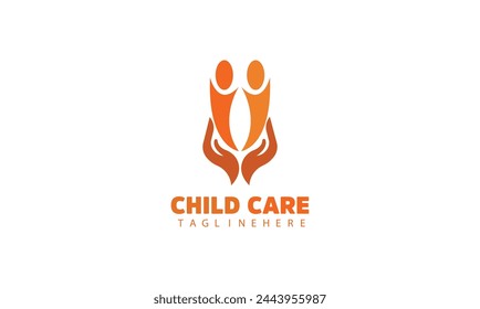 Kids care, family, charity vector logo emblem design template.