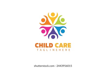 Kids Care, Family, Charity Vektorgrafik Logo Emblem Design Vorlage.