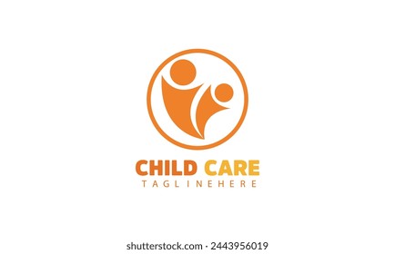 Kids care, family, charity vector logo emblem design template.